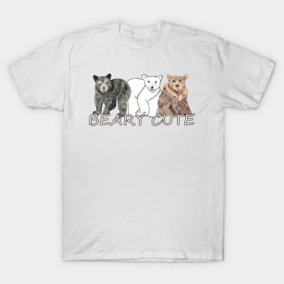 Animal art, sketch, bears, Beary Cute T-Shirt